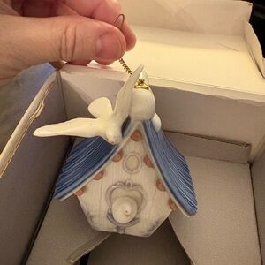 Lladro Home Sweet Home Blue and White Birdhouse Ornament